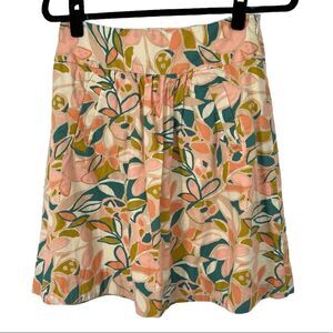 J. Crew Peach Green Floral Pleated Skirt‎
